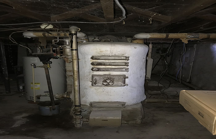 Industrial boiler before lead paint removal